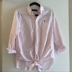 NWT Polo Ralph Lauren Tie Front Oxford, Pink, Med.